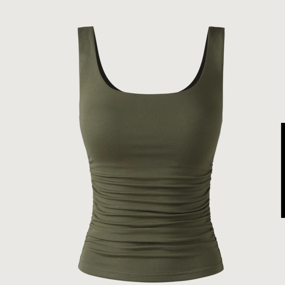 OGL Eco-SkinKiss®2.0 Ruched Sides Square Brami Tank Top-Hip Length